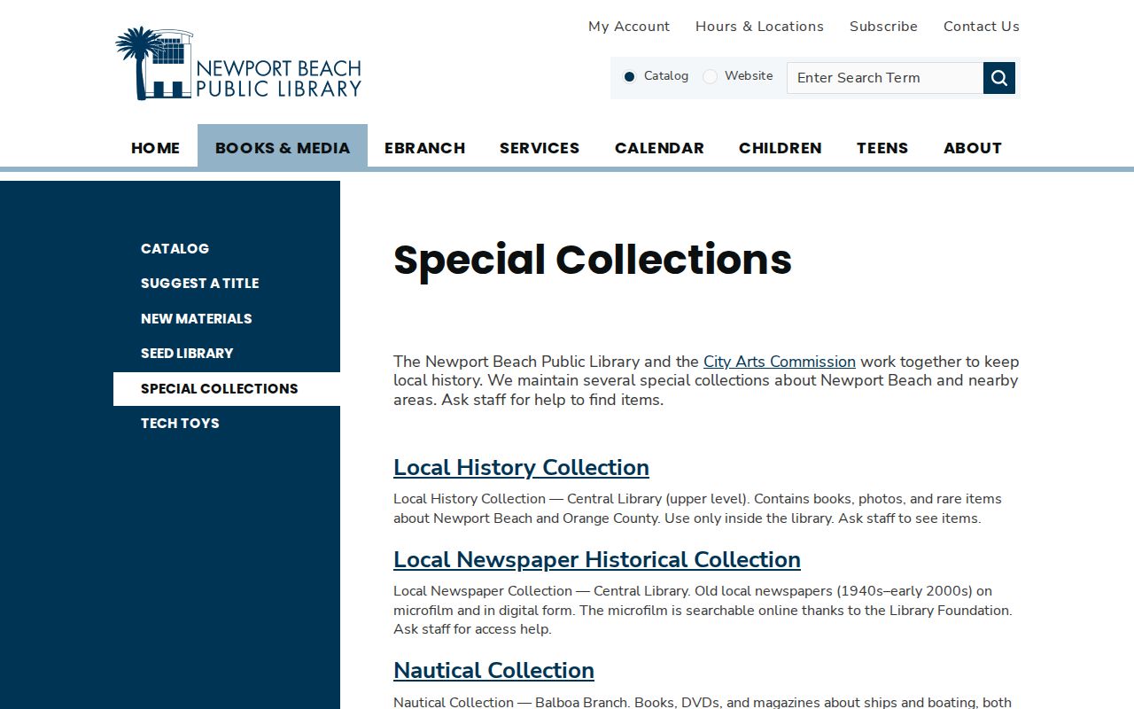 Newport Beach city directory Local History Collection at the public library