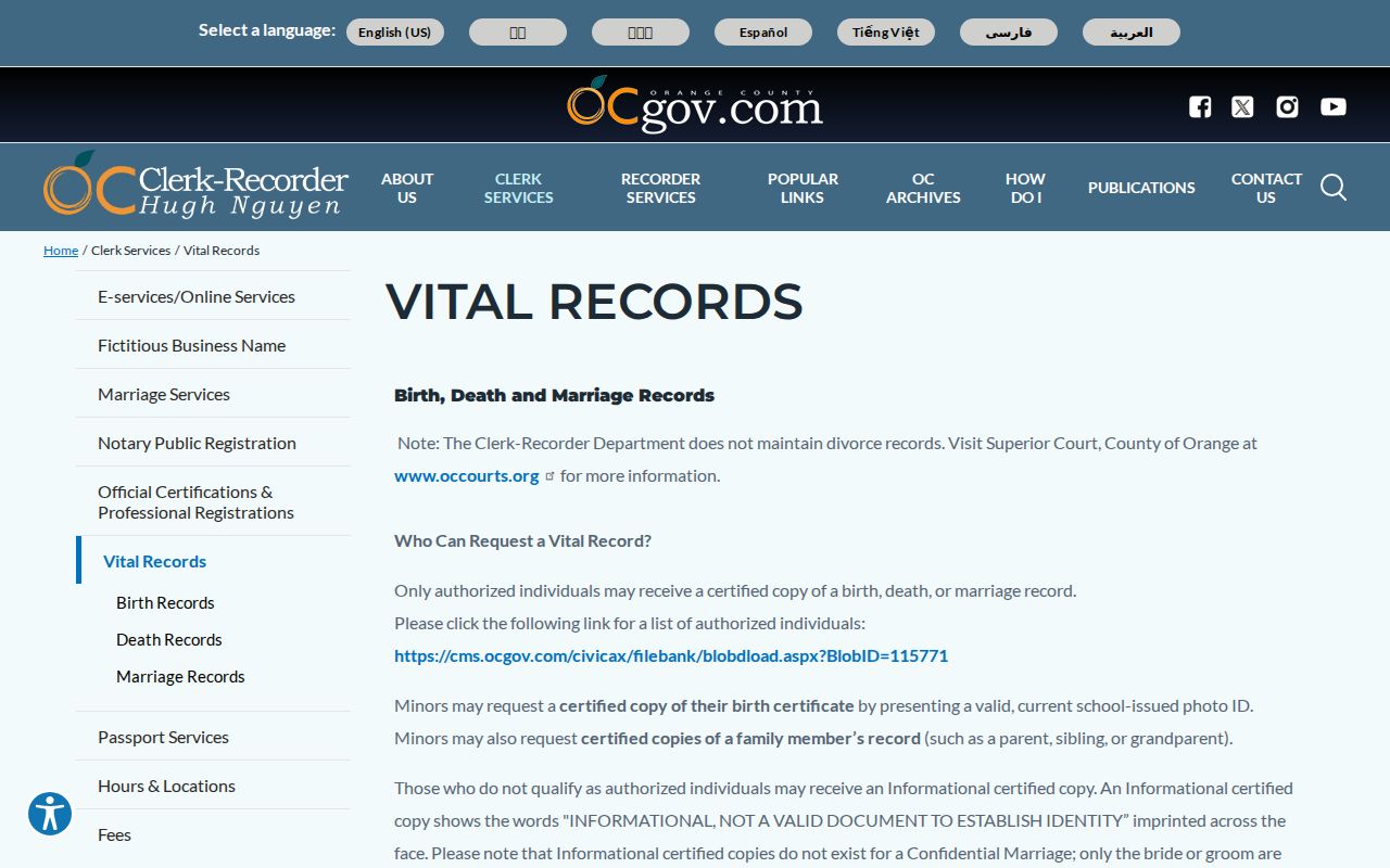 Newport Beach residents directory vital records access