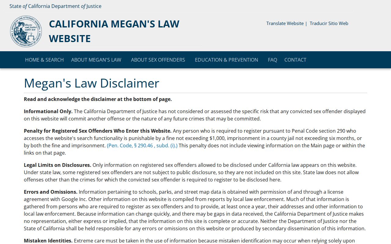 California Megan’s Law caution for Newport Beach neighbors research