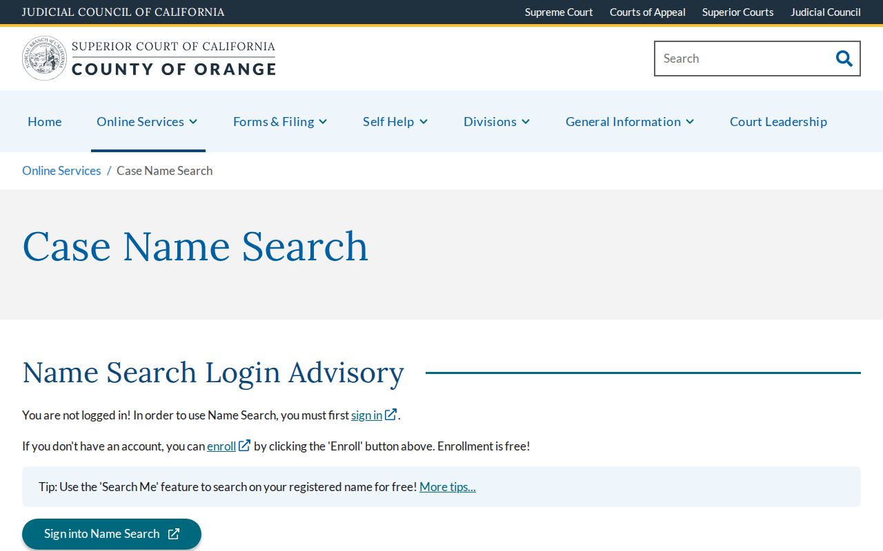 Orange County court name search for Newport Beach previous residents research