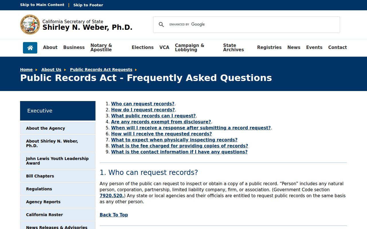 California public-records guidance for Newport Beach previous residents research