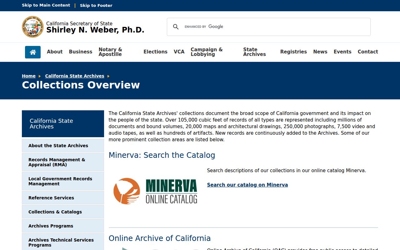 California State Archives collections for Newport Beach previous residents research